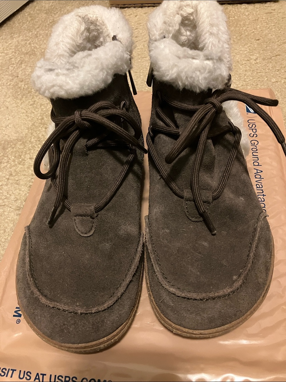 Women’s Faux-Shearling Lined Leather Ankle Boots - Brown